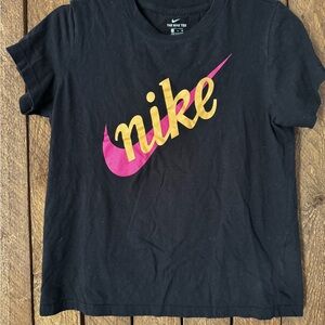 Nike Kids Black Shirt with Pink and Gold Logo